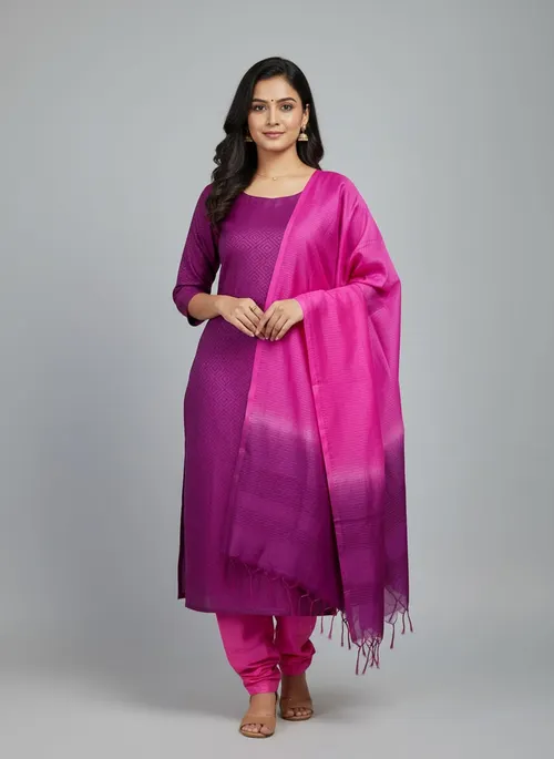 Crafted Semi Tusser Bhagalpuri Suit Set – Elegant Handwoven Charm